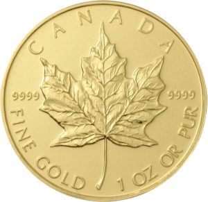 Canadian Maple leaf gold coin back