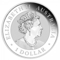 2023 1 oz Australian Kookaburra Silver Coin Back showing Queen Elizibeth II