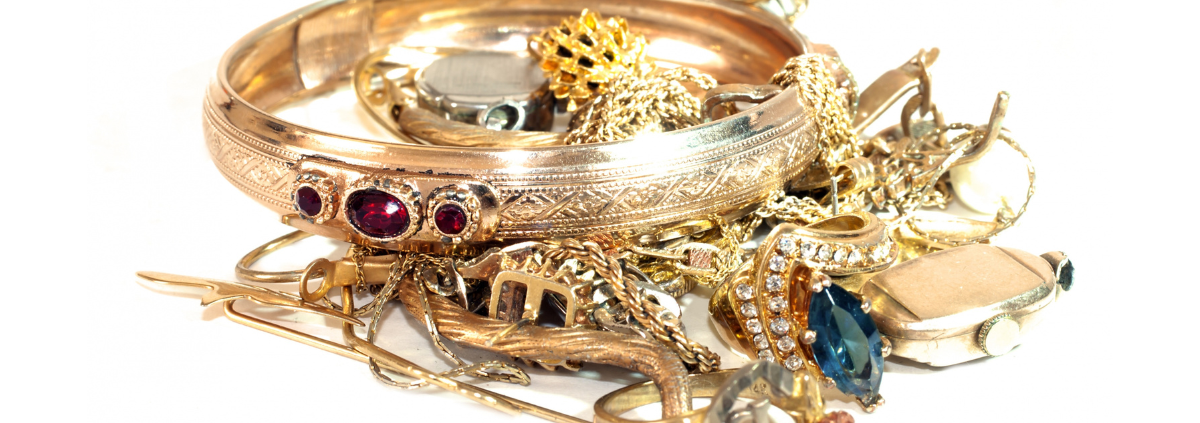 With Gold at Near Record Prices, Now is the Time to Bring in Your Gold Scrap - assortment of gold jewelry