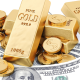 Where Can I Sell My Gold that I Bought from Costco? gold bars and coins piled on $100 bills