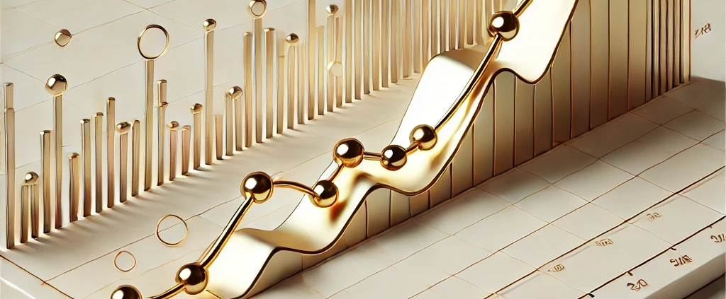 A professional line chart showing the trend of gold prices over time .