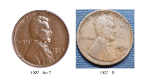 Early Wheat Cents (1909-1919) The 1922 “No D” penny vs with the D