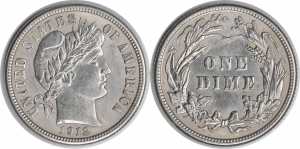 Barber or Liberty Head Dimes (1892-1916)