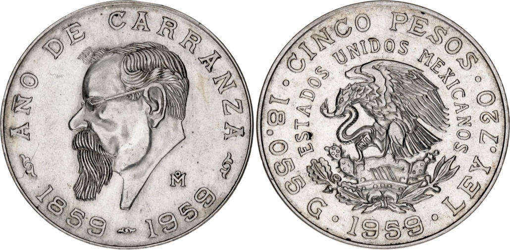 1909-1959 Cinco (5) Peso