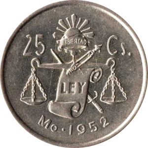 1950-1953 25 Centavos front