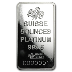Pamp Suisse Platinum Bar: 1 oz, 5 oz, 10 oz