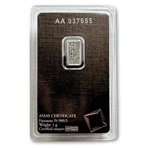 Valcambi Platinum Bar: 1 oz, 1 g